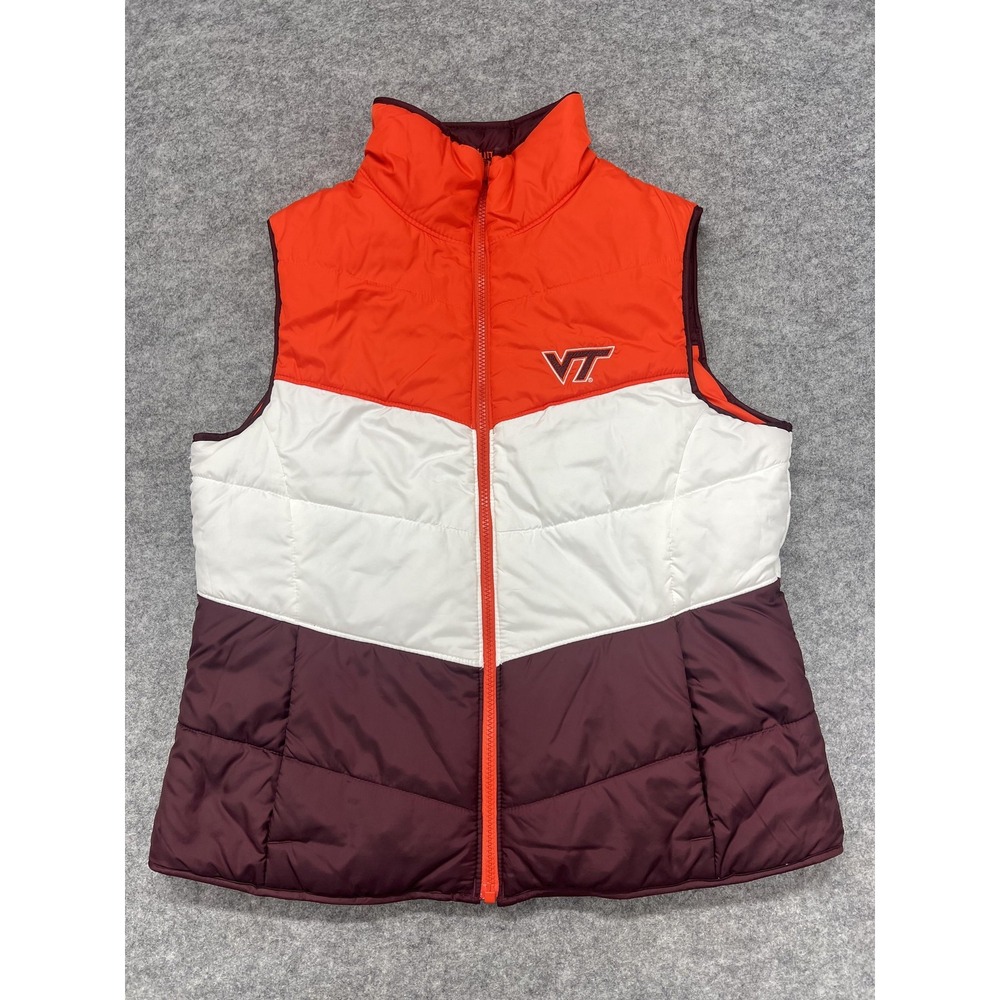 Columbia Virginia Tech Hokies Jacket Vest Womens Medium Orange NCAA Reversible